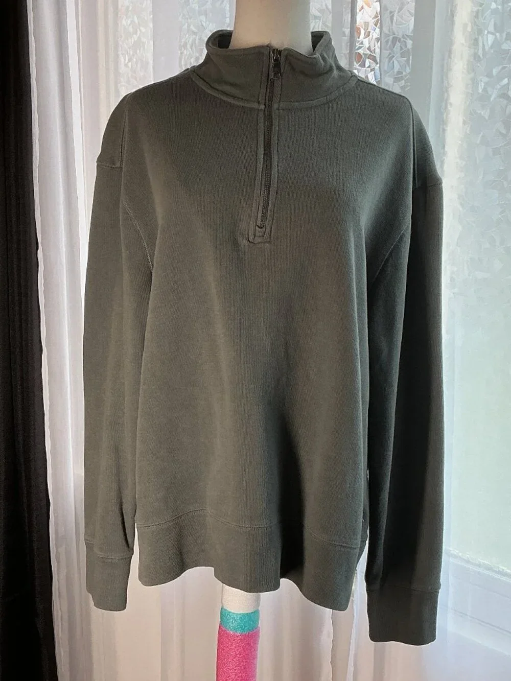 Banana Republic Men’s L Quarter Zip Pullover Cotton Blend Olive Gray